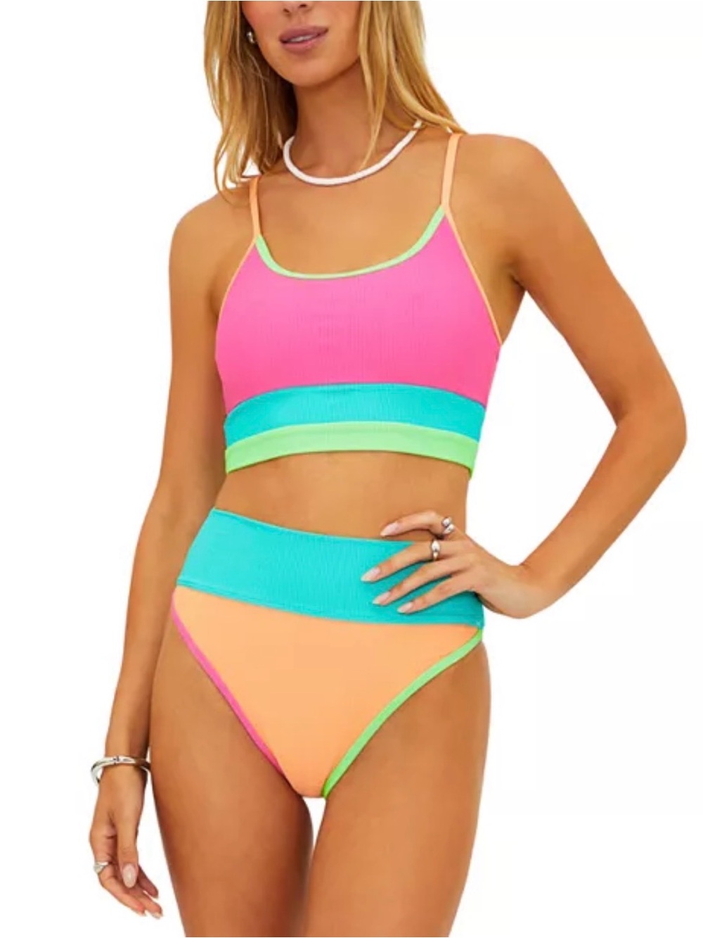 Beach Riot colorblock high waisted bikini Aqua Haze BNWT